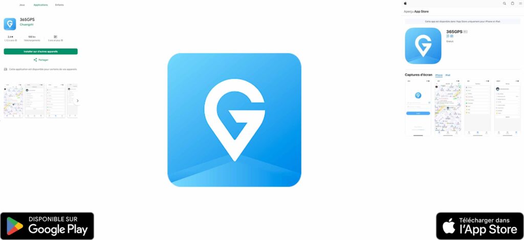 Carte interactive de l’application 365 GPS utilisée pour suivre des traceurs en direct