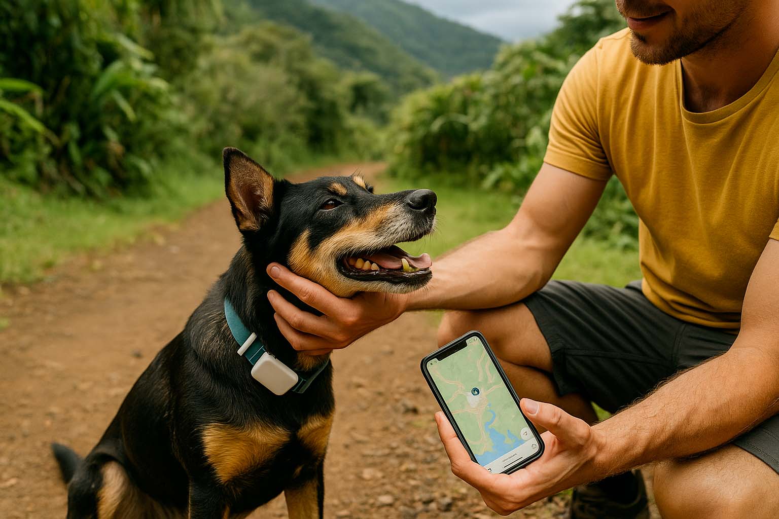 Chien retrouvé grâce à un traceur GPS dans un sentier tropical de La Réunion